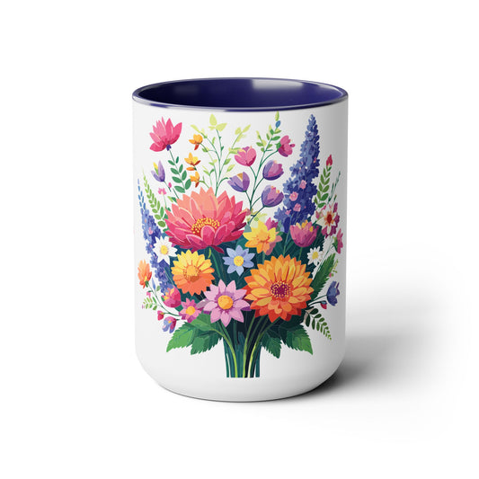 Two-Tone Coffee Mug with flowers