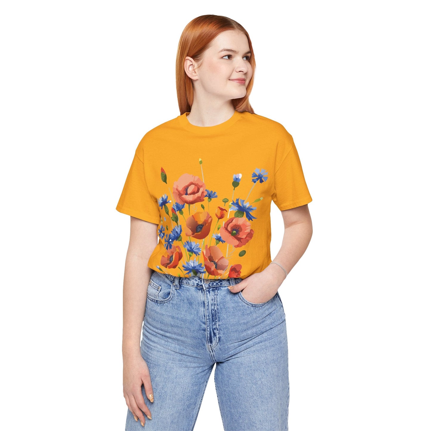 Unisex Floral Shirt Floral Print Tee Lightweight Breathable Fabric Short Sleeve Casual Wear