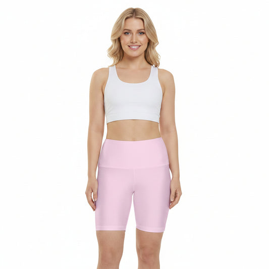 Petal Frost Pink Women's Workout Shorts — Solid High-Waist Biker Shorts for Exercise & Everyday Wear