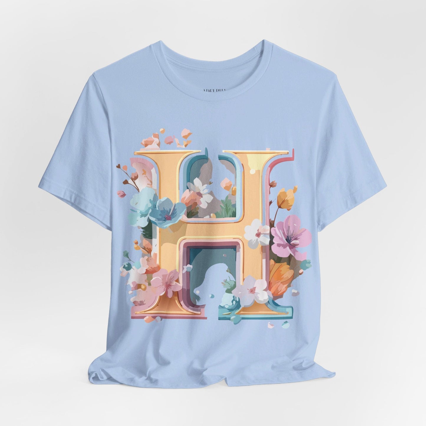 Adelpha Letter H Graphic Tee Unisex Jersey Short Sleeve Vintage Inspired Art Design Shirt
