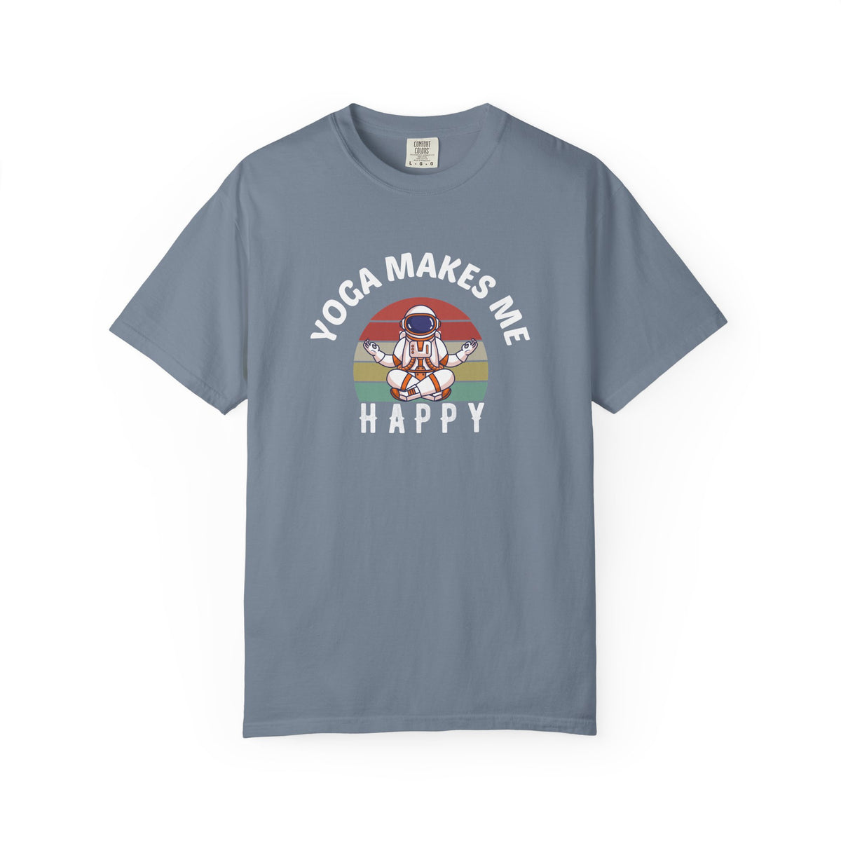 Yoga Makes Me Happy Retro Astronaut Unisex Comfort Colors Garment-Dyed Heavyweight 100 Cotton Art Design T-Shirt w189