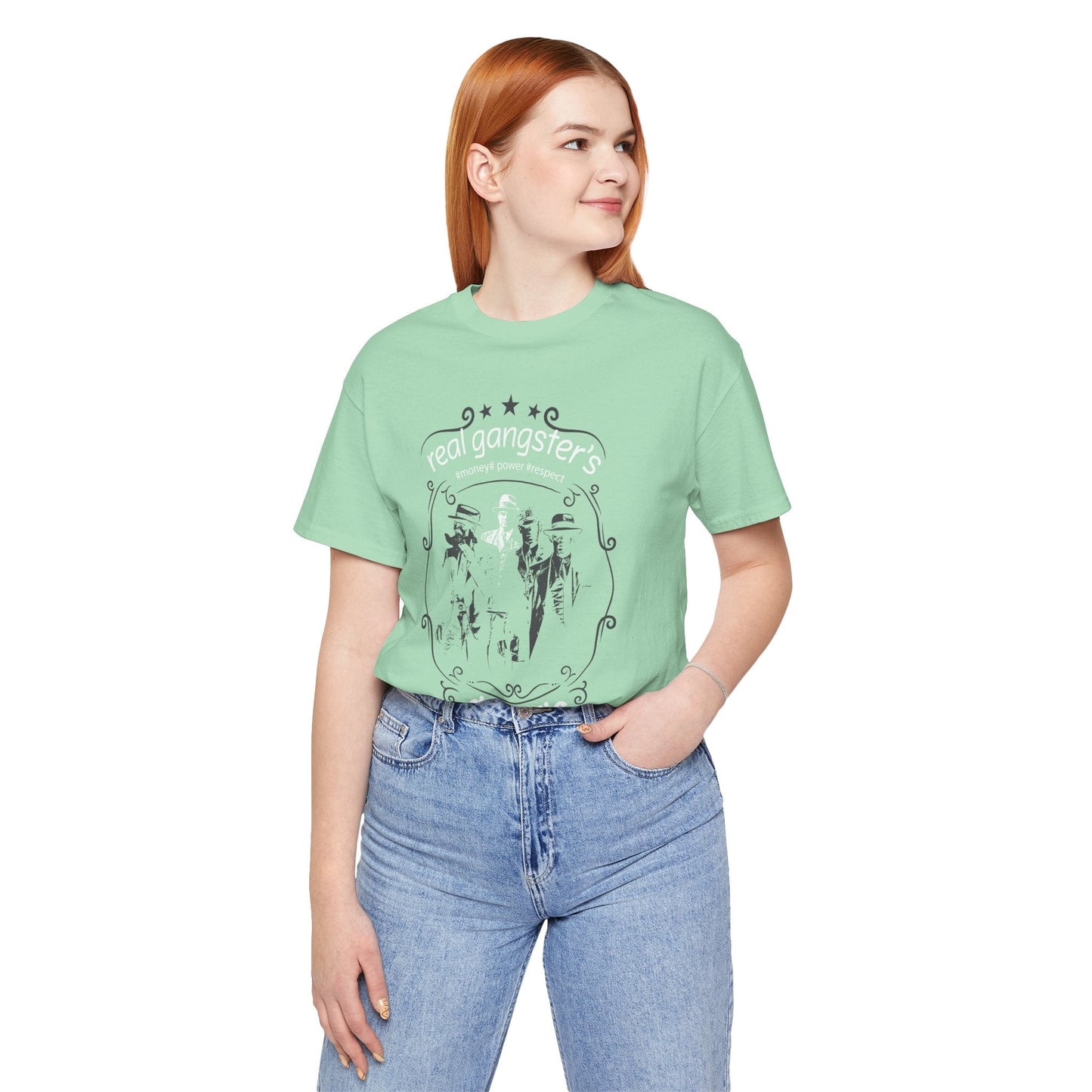 Real Gangsters Don't Die T-Shirt Vintage Outlaw Illustration Retro Biker Tee A-3