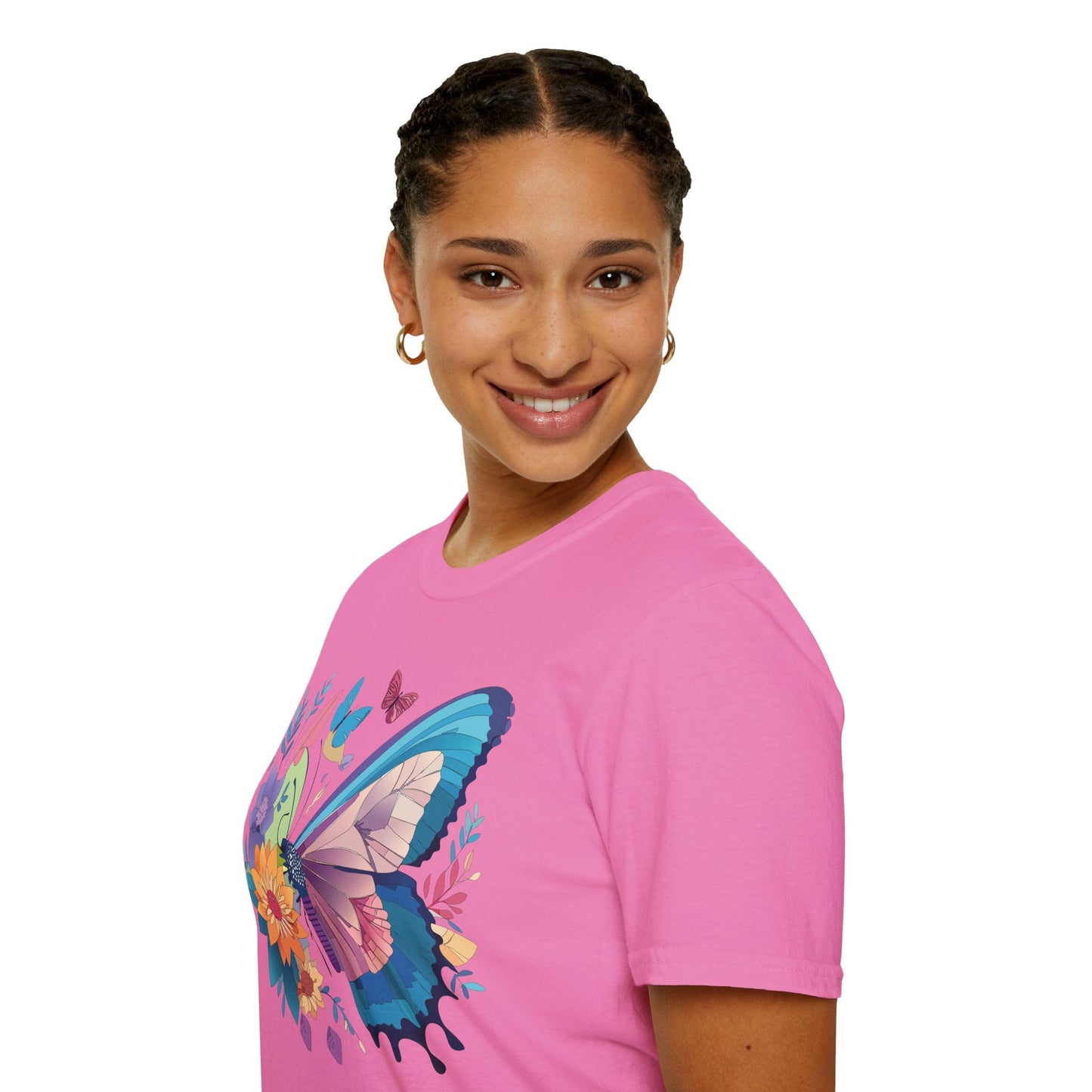 Gildan Butterfly T Shirt Unisex Softstyle 64000 Monarch Print Lightweight Breathable Cotton Tee