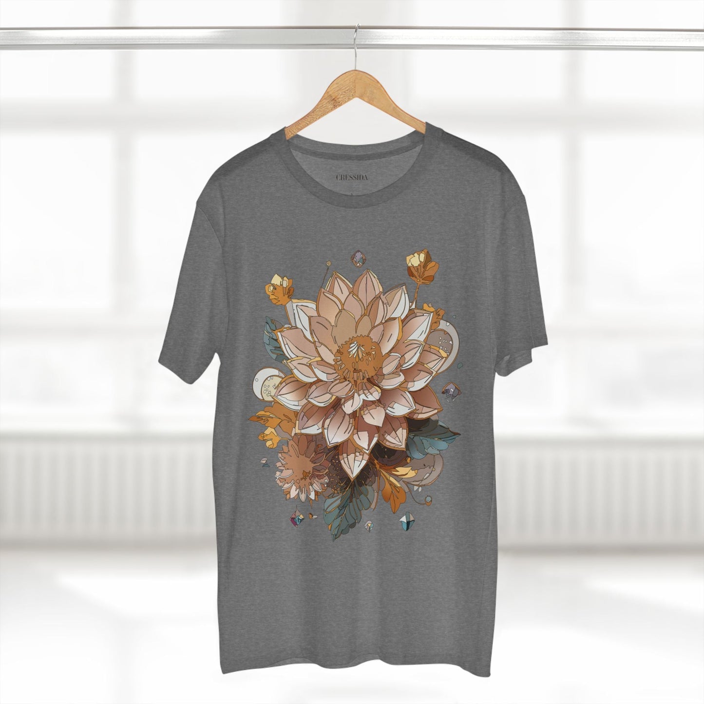 Floral Graphic T-Shirt Unisex 100 Cotton Art Design with Antique Flowers Tee 9