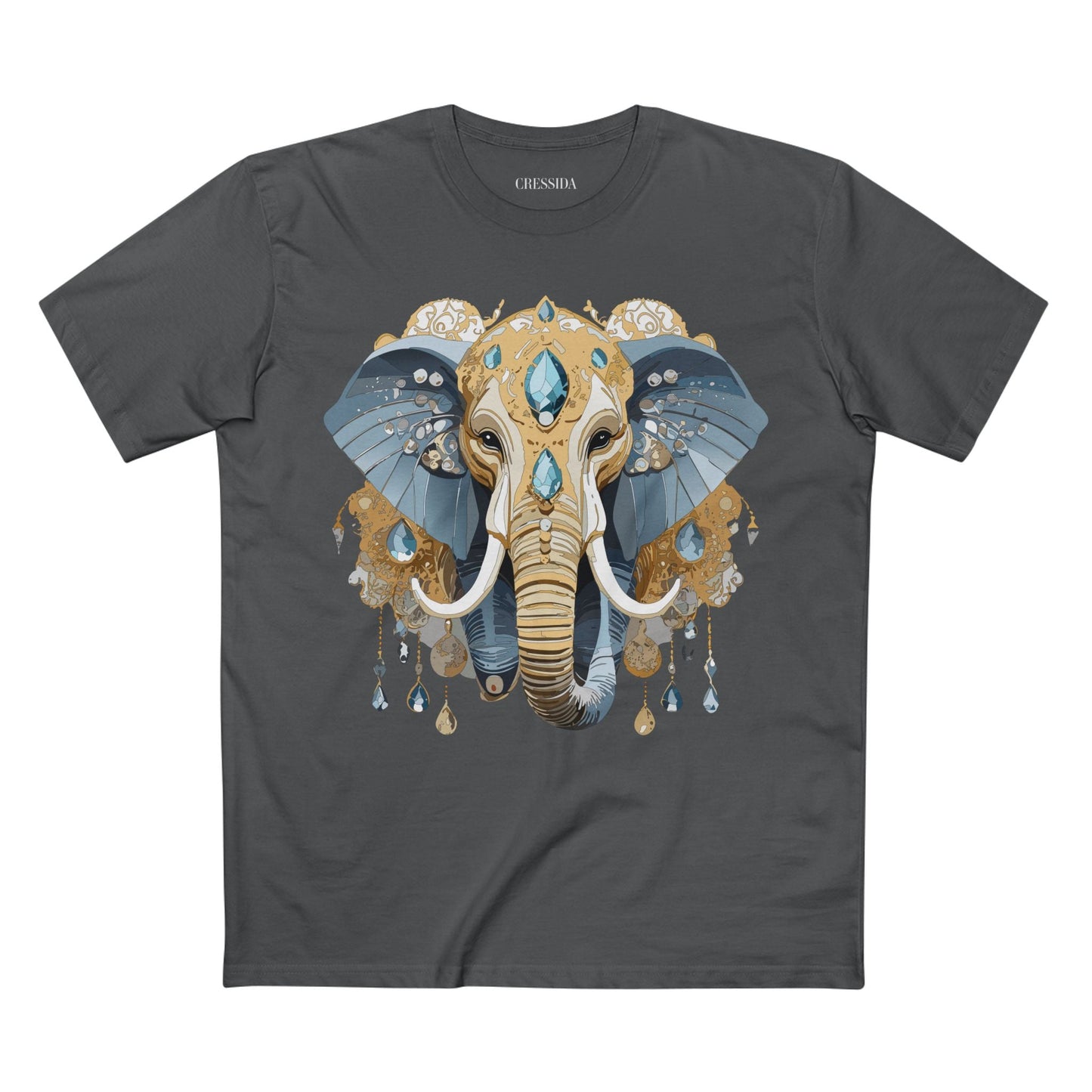 Elephant Graphic Unisex 100 Cotton Tee With Unique Animal Golden Medallion Art Design 35
