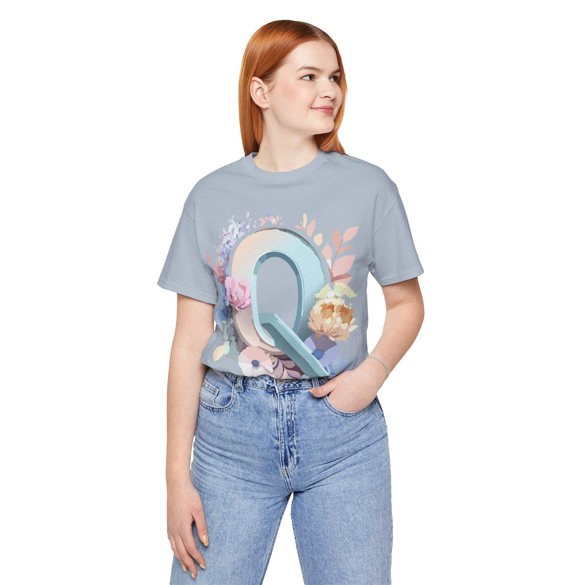 Letter Q Graphic Unisex Cotton Bella+Canvas Tee with Art Letter Design