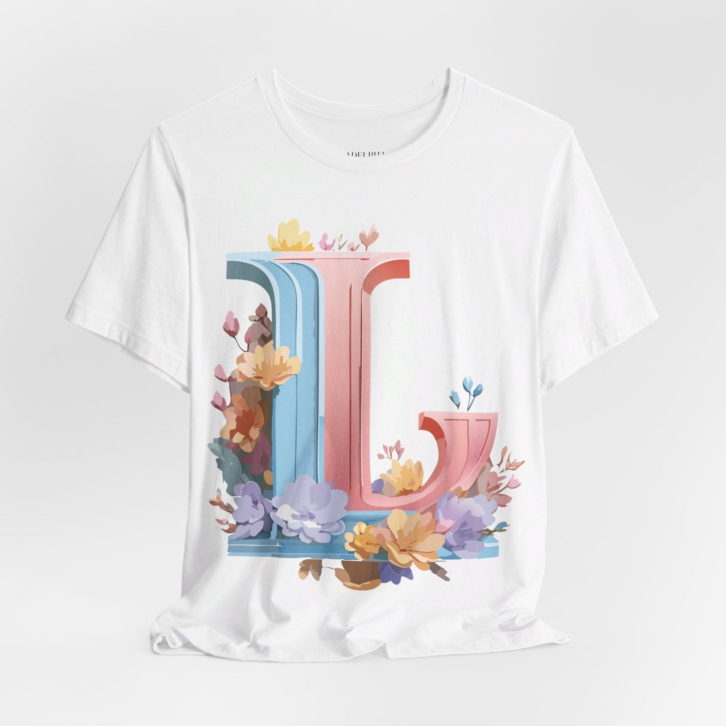 Letter L Shirt Graphic Tee Unisex Short Sleeve Vintage Inspired Artwork Adelpha Premium