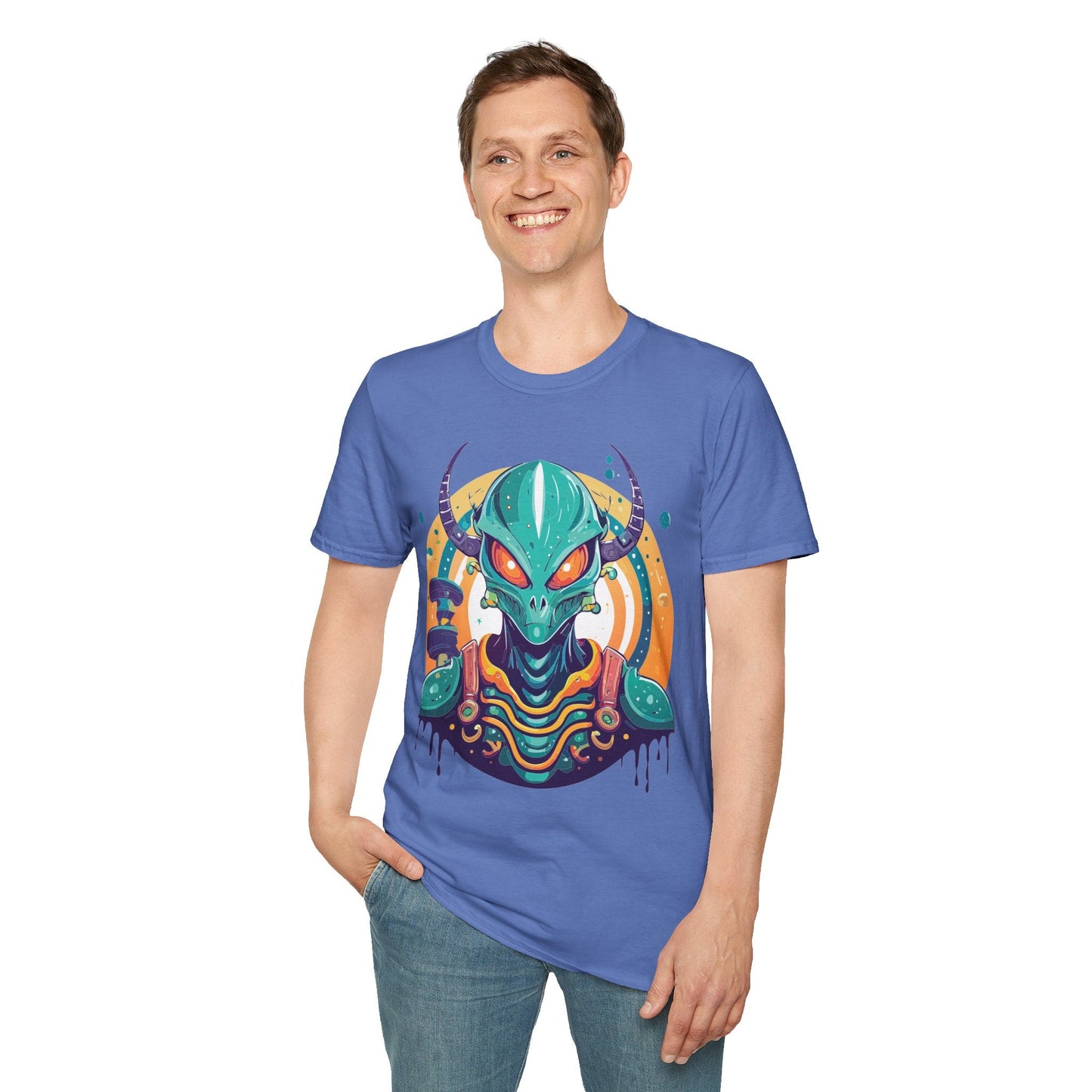 Alien Graphic Unisex Cotton Softstyle UFO Artwork Tee 14