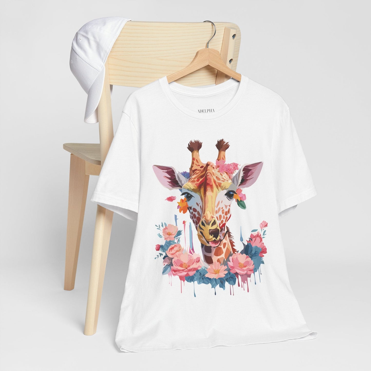 Adelpha Giraffe Graphic Tee Unisex Short Sleeve Art Design Shirt Vintage Inspired Artwork