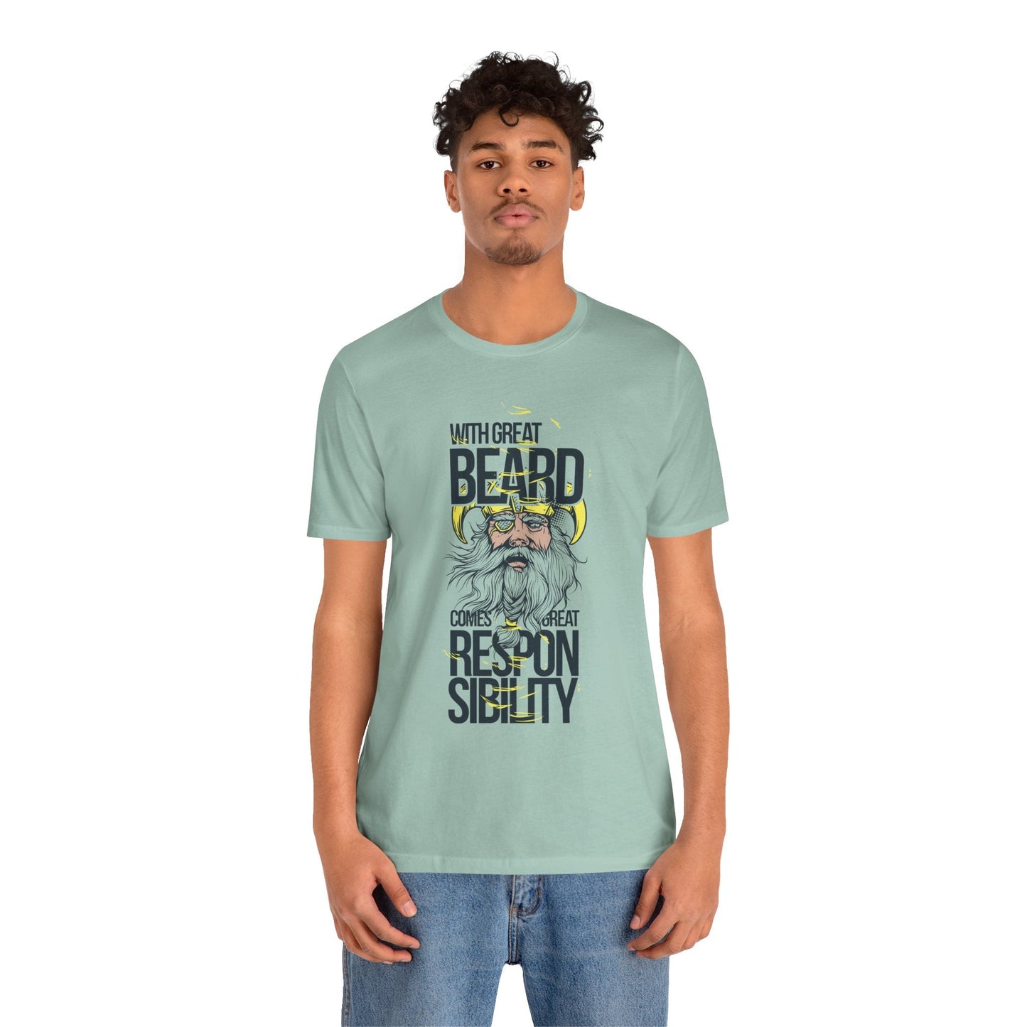 With Great Beard Comes Great Responsibility Tee Viking Beard Graphic Shirt A-2
