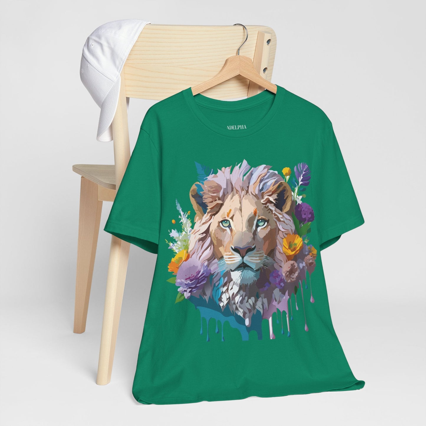 Lion Graphic Tee Unisex Short Sleeve Shirt With Vintage Inspired Artwork By Adelpha