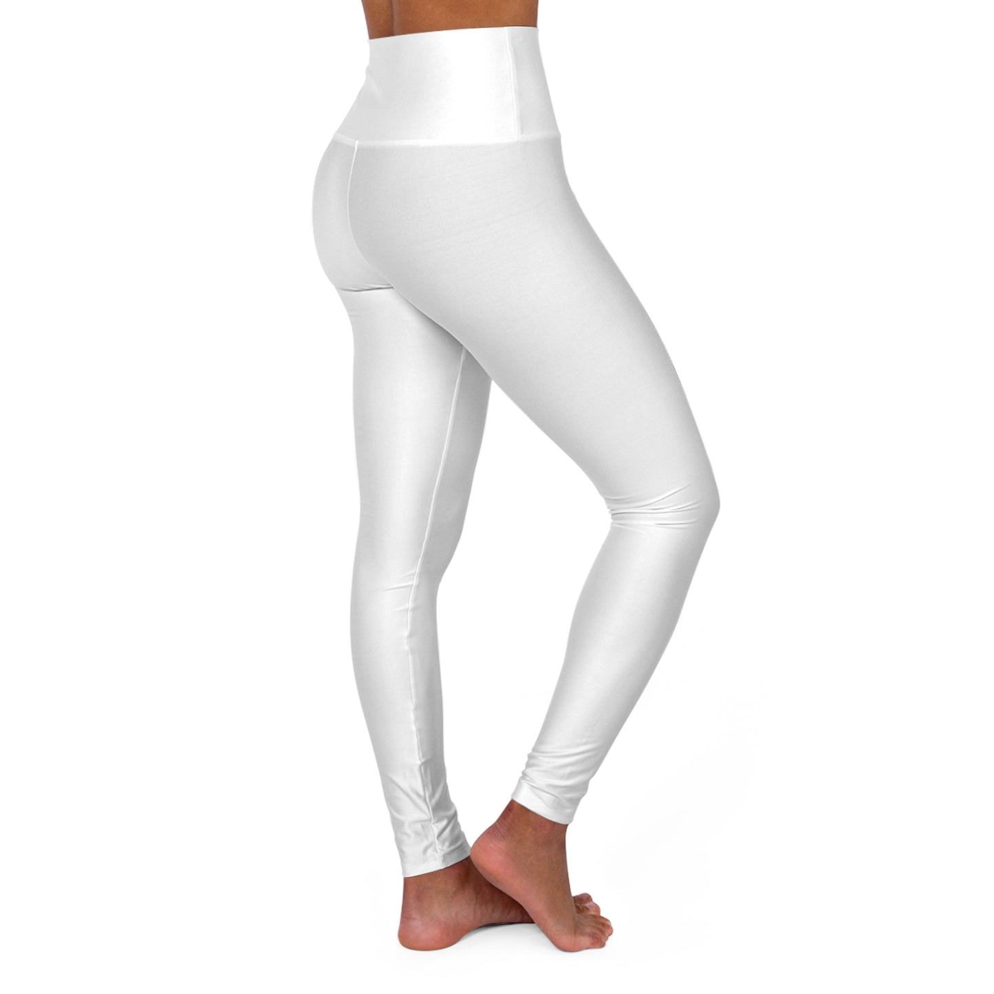 True White Color High-Waist Yoga Leggings Women's Seamless Poly-Span Stretchy Performance Pants