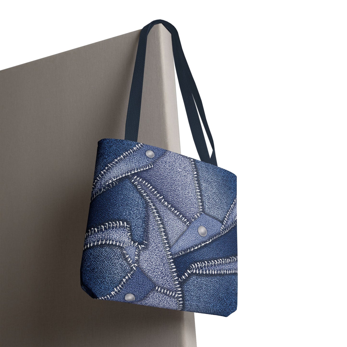 Denim Fabric Imitation Print Unisex Canvas Bag Poly Spun 3 Sizes Tote Bag 112