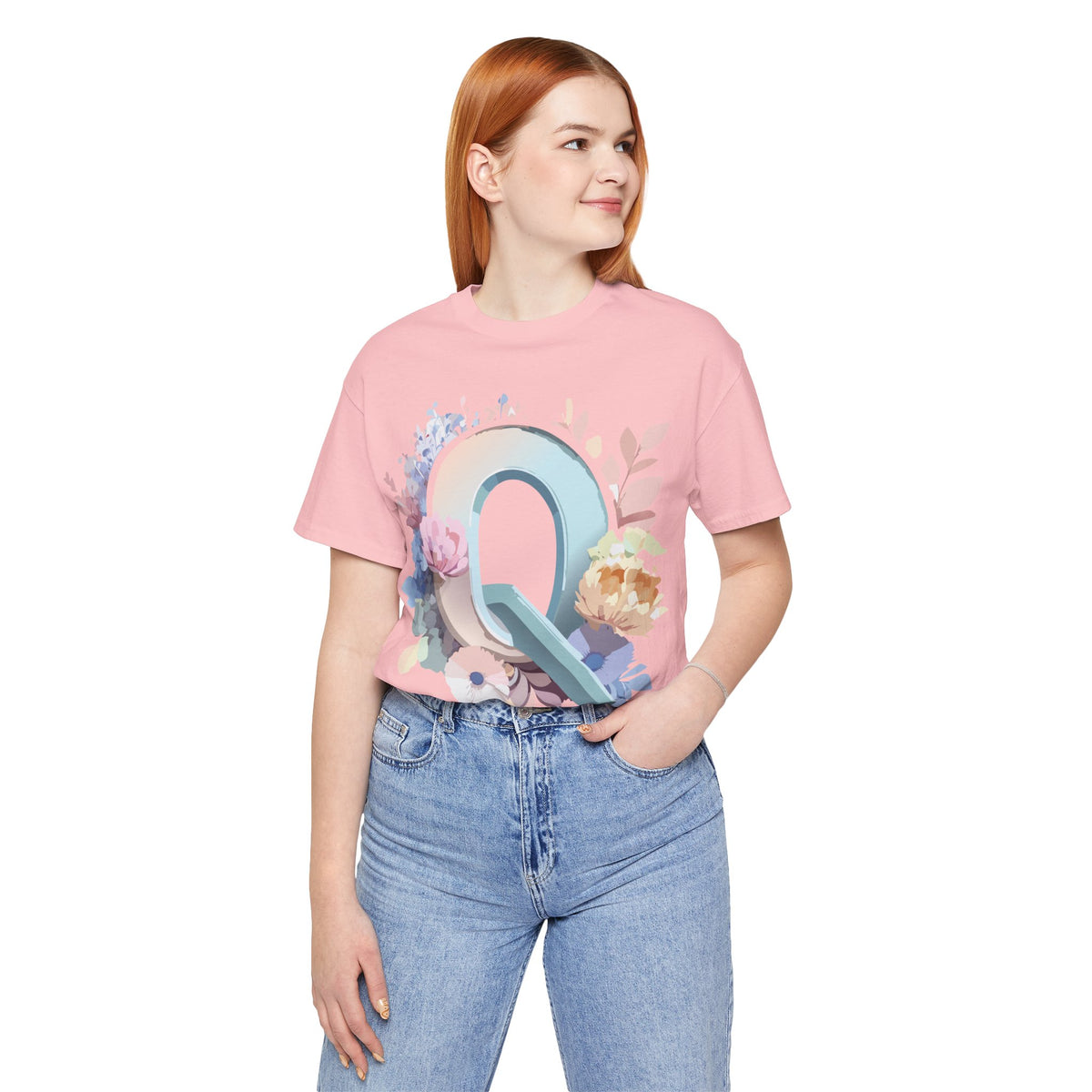 Letter Q Graphic Unisex Cotton Bella+Canvas Tee with Art Letter Design