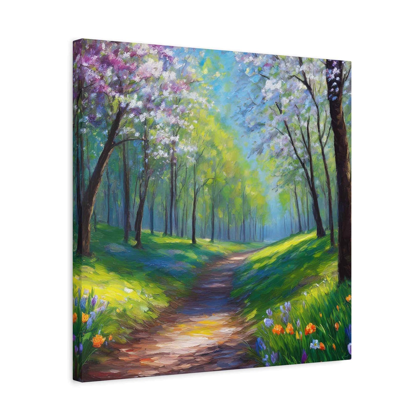 Spring Forest Print Canvas, Oil Paint Print 20x20, 24x24, 30x30, 32x32, 36x36 Art Design Print Pine-Wood Inner Frame MC-95