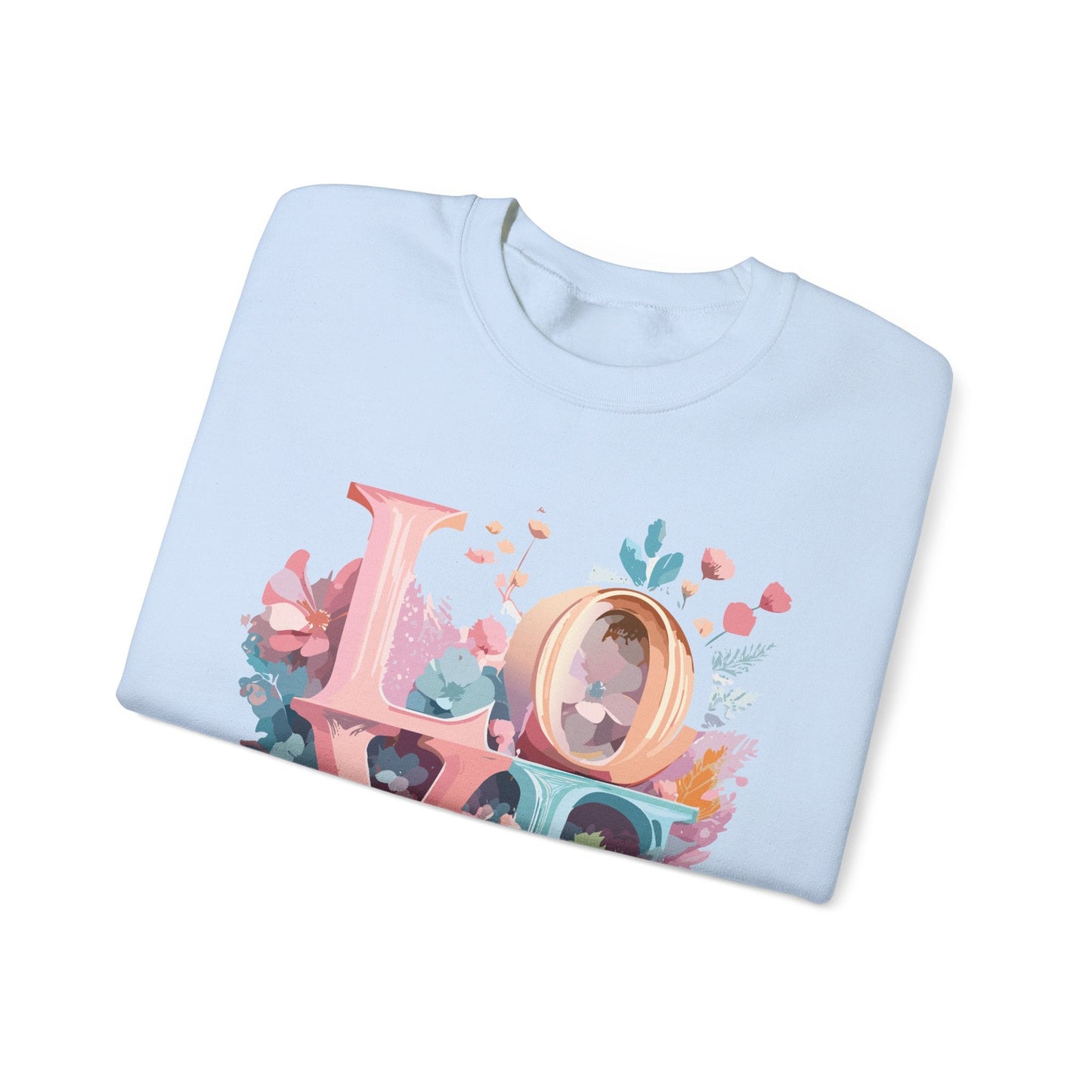 Floral Love Sweatshirt For Valentines Day Unisex Crewneck Fifty Fifty Cotton Polyester