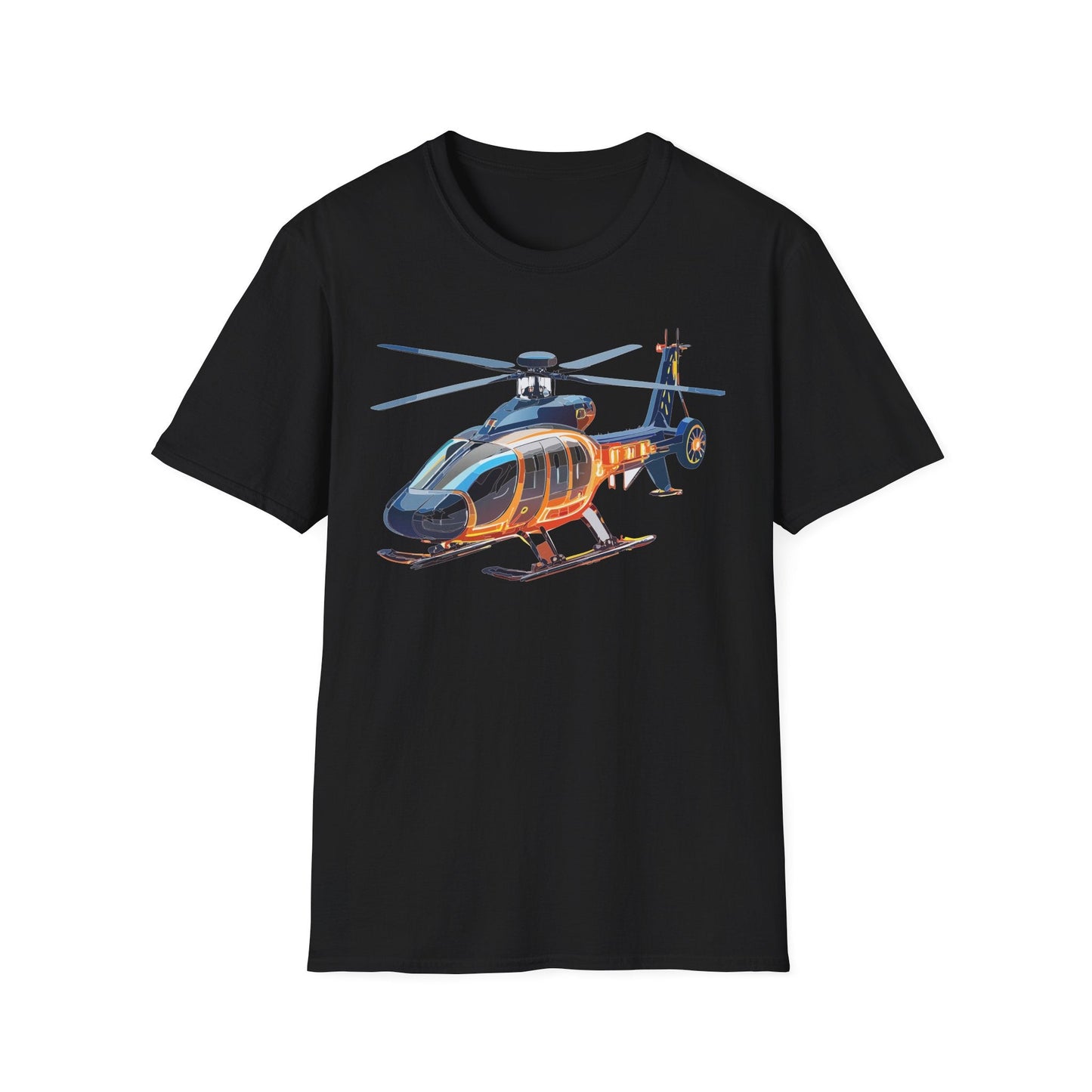 Unisex Helicopter Graphic T Shirt Softstyle 64000 Short Sleeve Chopper Tee For Everyday Comfort