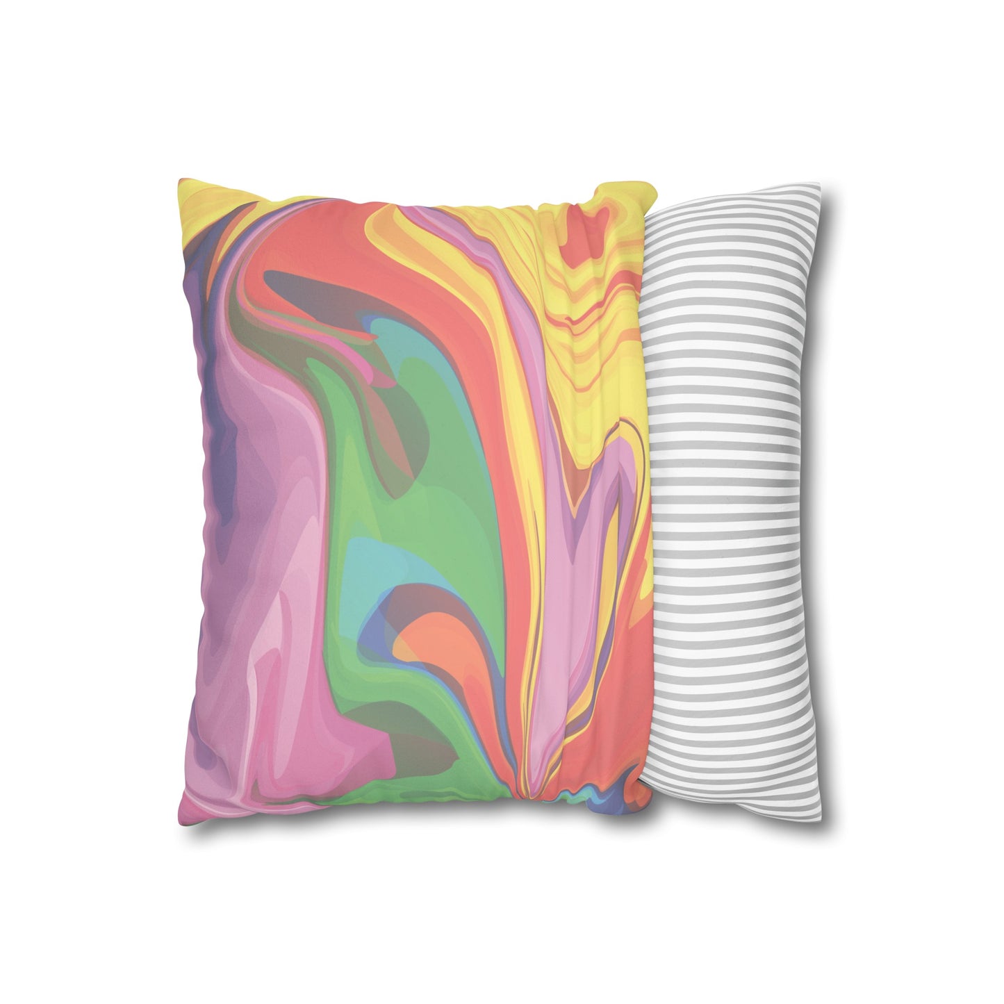 Faux Suede Pillowcase with Abstract print