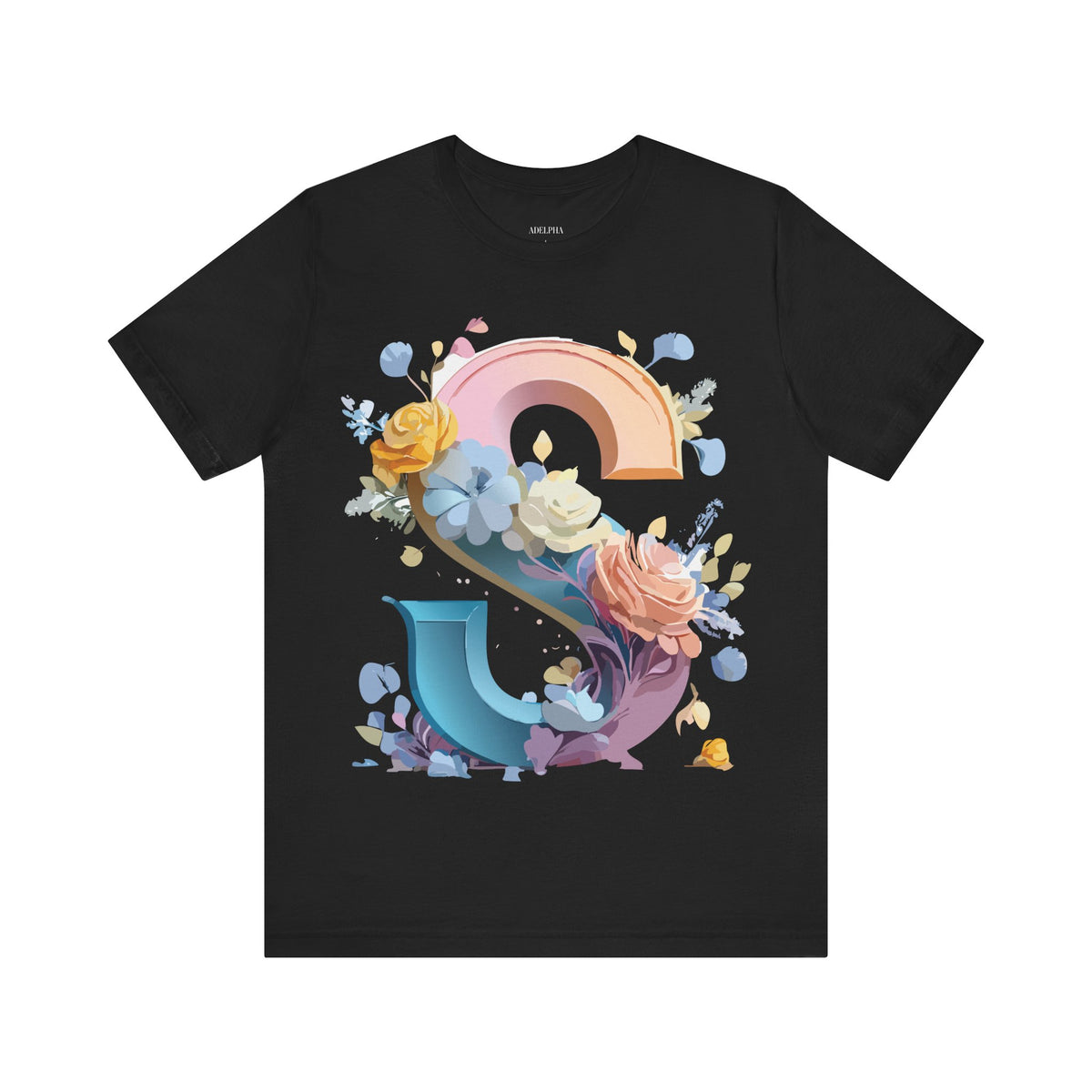 Letter S Graphic Unisex Cotton Bella+Canvas Tee with Art Letter Design