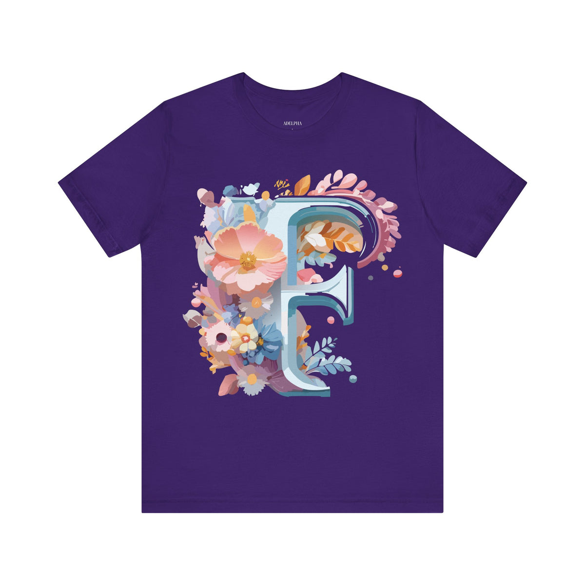 Letter F Graphic Unisex Cotton Bella+Canvas Tee with Art Letter Design