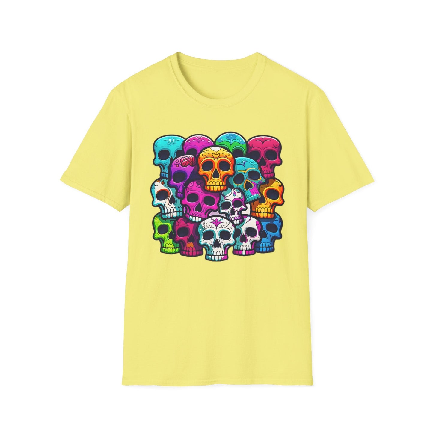 Unisex Skull Tee Shirt With Skeleton Design Gildan Softstyle 64000 100 Percent Ring Spun Cotton