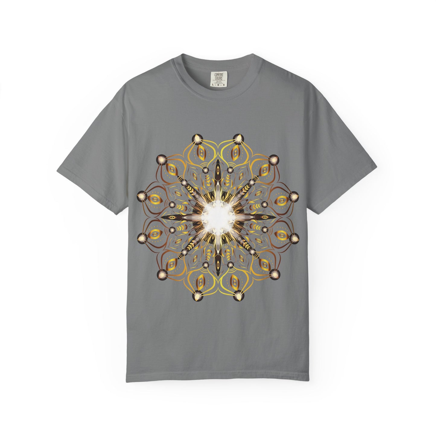 Unisex Garment Dyed Cotton T-Shirt with Mandala Graphic Design