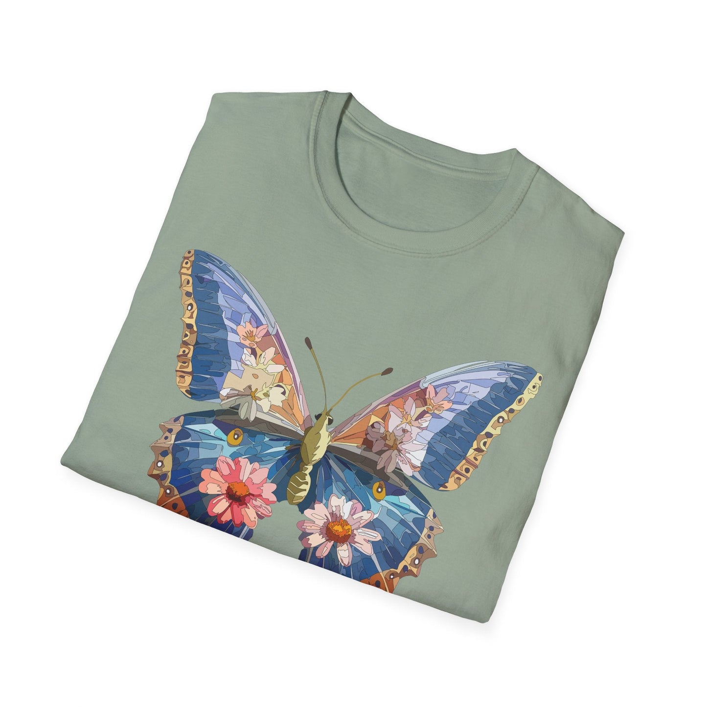 Butterfly T Shirt Unisex Softstyle 64000 Gildan Monarch Design 100 Percent Ring Spun Cotton Tee
