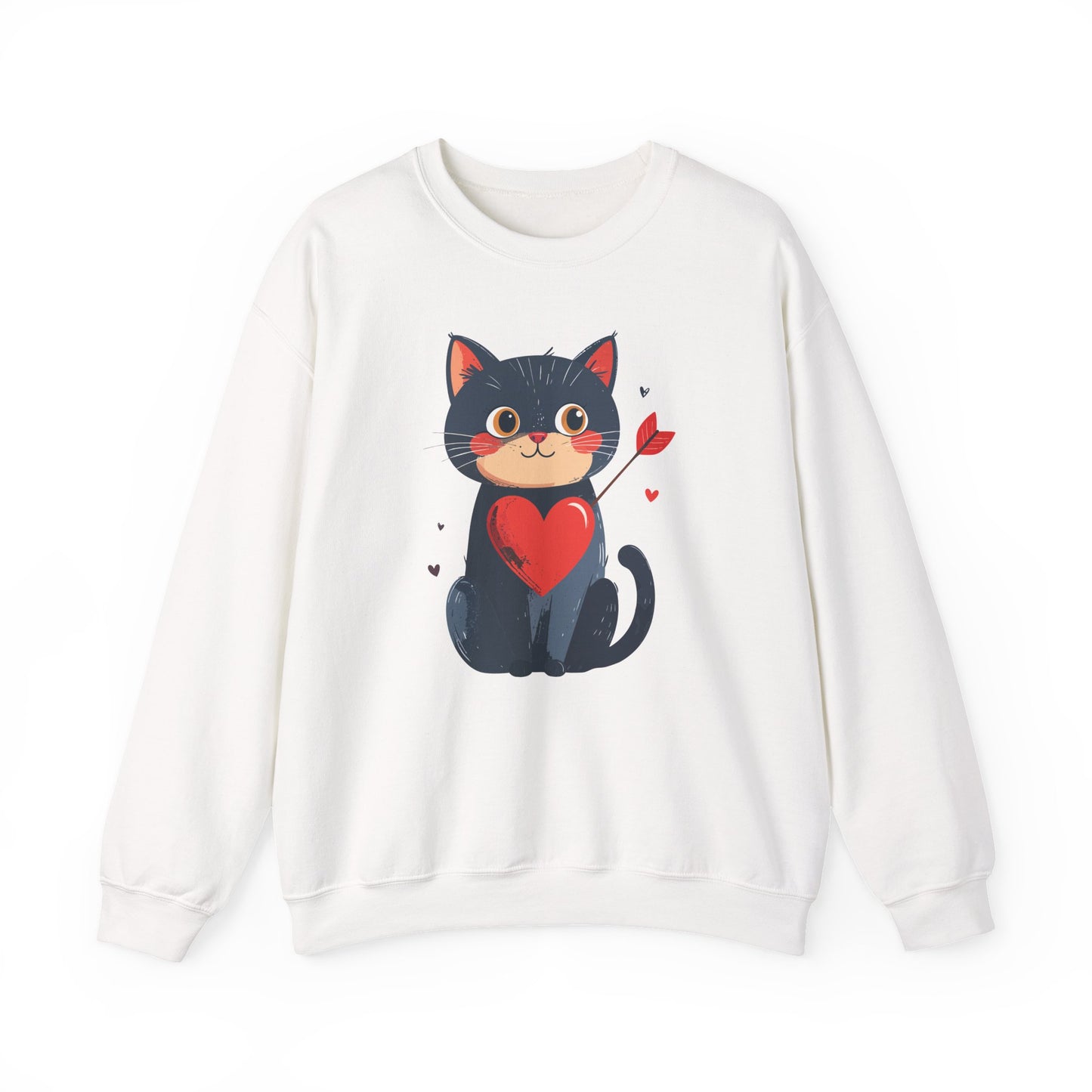 Cat Heart Sweatshirt, Heart Sweatshirt, Cat Sweatshirt, Valentine's Day Sweatshirt, 50/50 Cotton-Poly Animal Sweatshirt 108