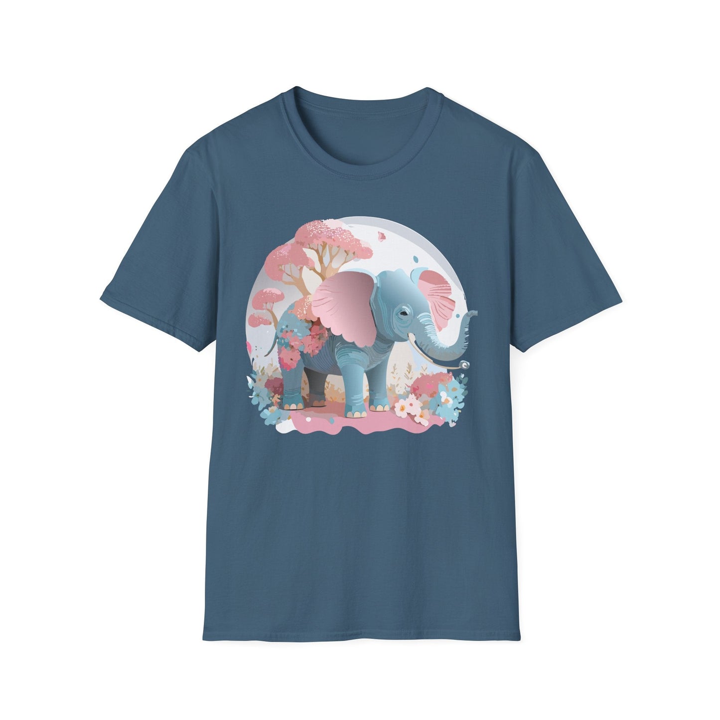 Unisex Elephant Graphic Tee Gildan Softstyle 64000 100 Percent Ring Spun Cotton Fabric