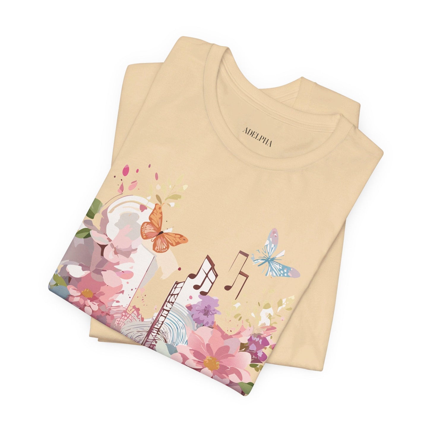 Music Graphic Unisex 100 Cotton Vintage Art with Musical Elements Tee 122