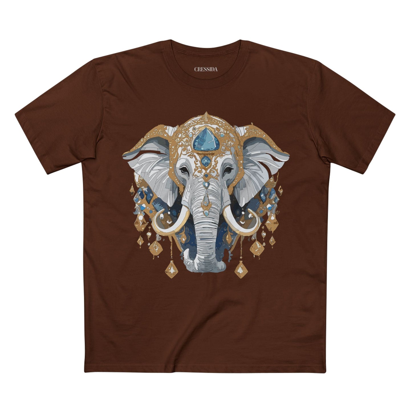 Elephant Graphic Unisex 100 Cotton Tee With Unique Animal Golden Medallion Art Design 40