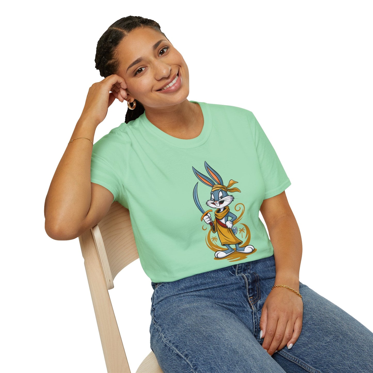 Cartoon Bunny Graphic Unisex Cotton Animal Animation Artwork Design Tee 27