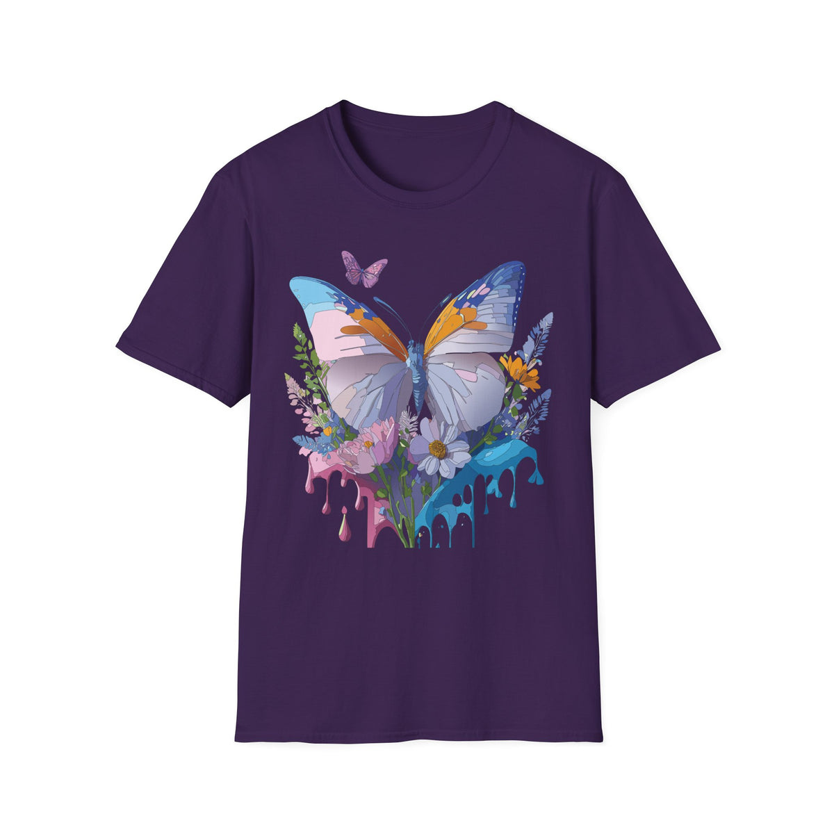 Butterfly Splash T-Shirt — Colorful Floral Drip Graphic Tee Unisex 100 Cotton Gildan T-Shirt