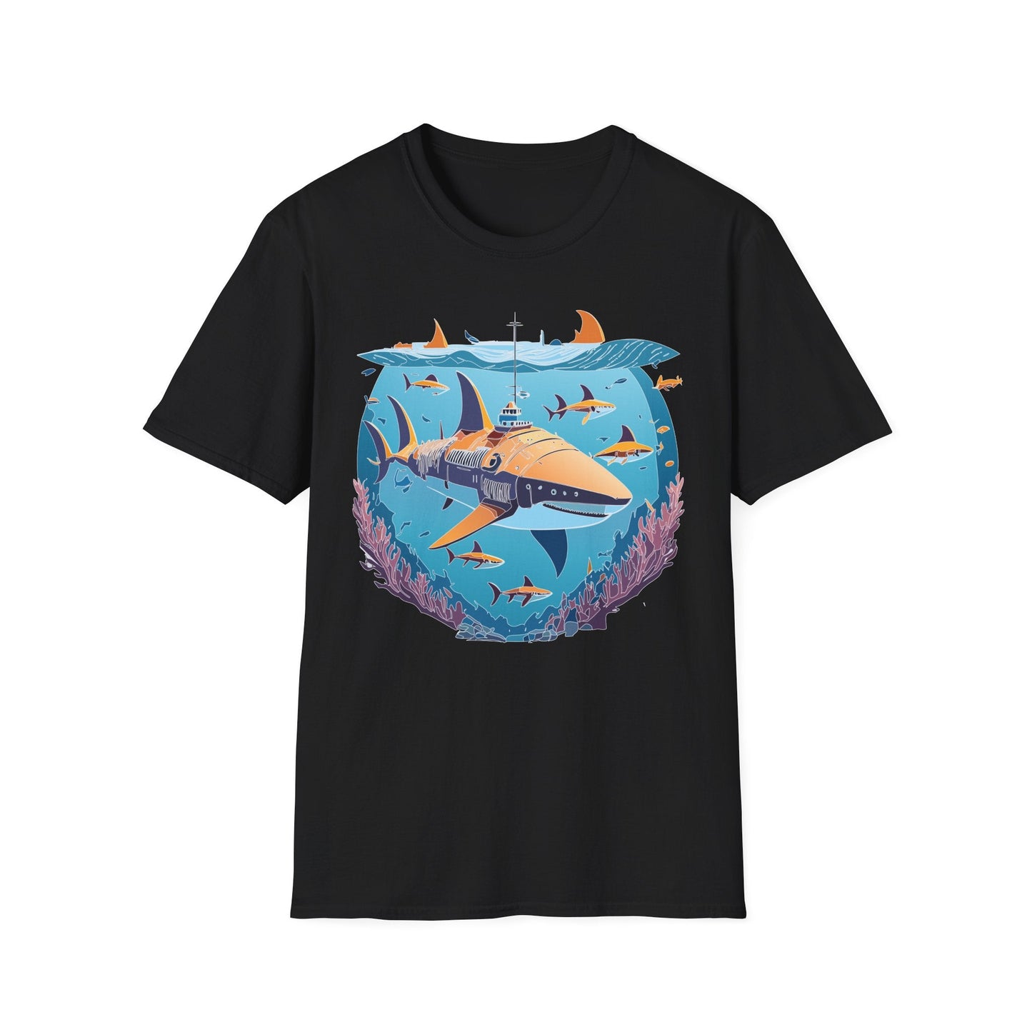 Ocean Tee Shirt Unisex Softstyle Cotton Tee 4.5 Oz Lightweight U Boat Theme Design