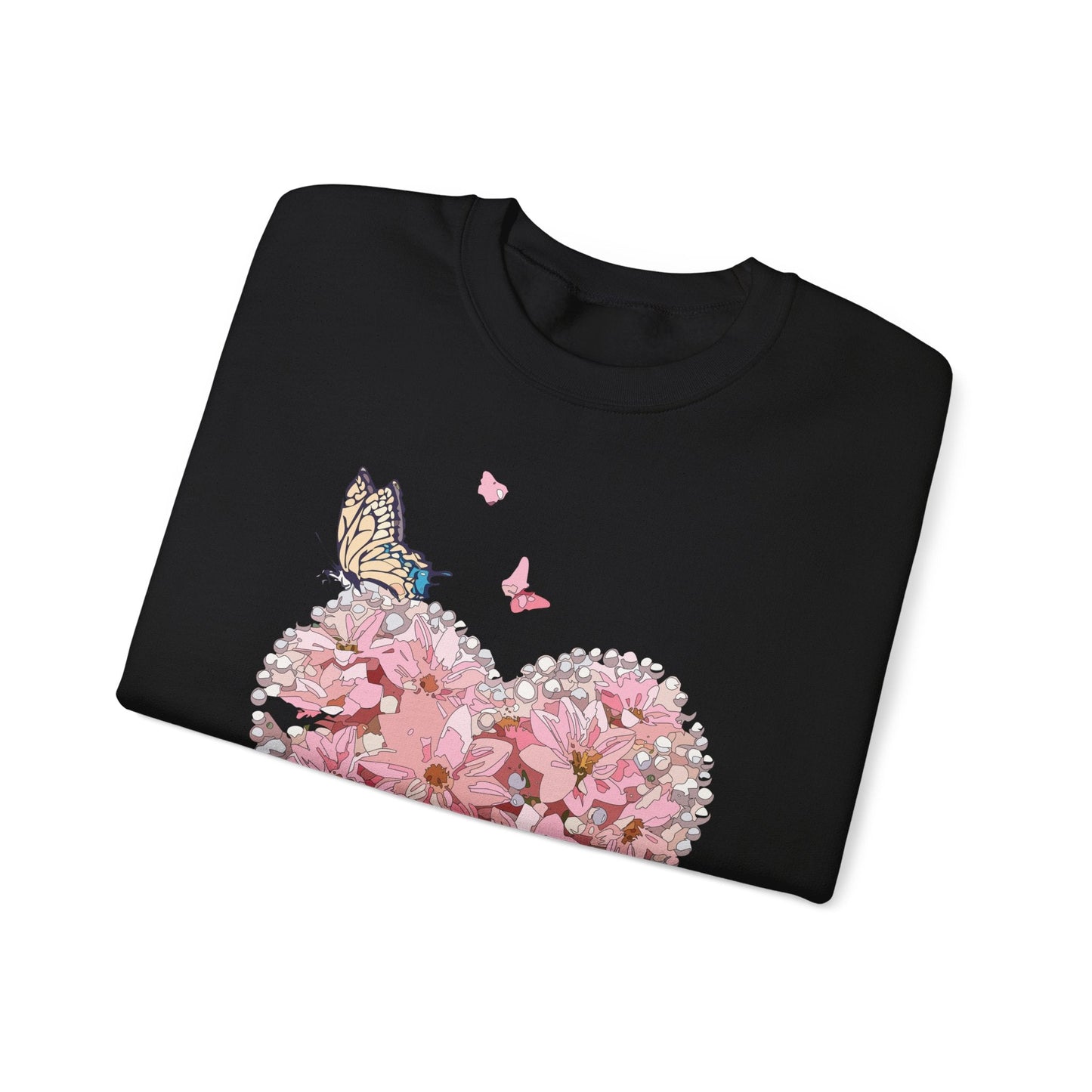 Unisex Floral Heart Sweatshirt with Love Floral Design for Valentines Day Gift Idea