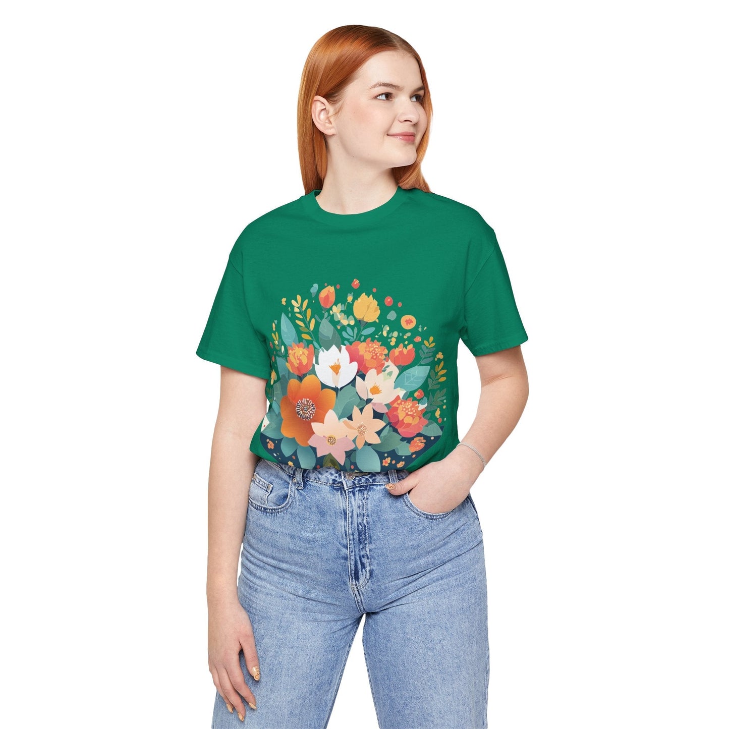 Floral Flowers Shirt Unisex Lightweight Breathable Jersey Tee Floral Pattern Short Sleeve