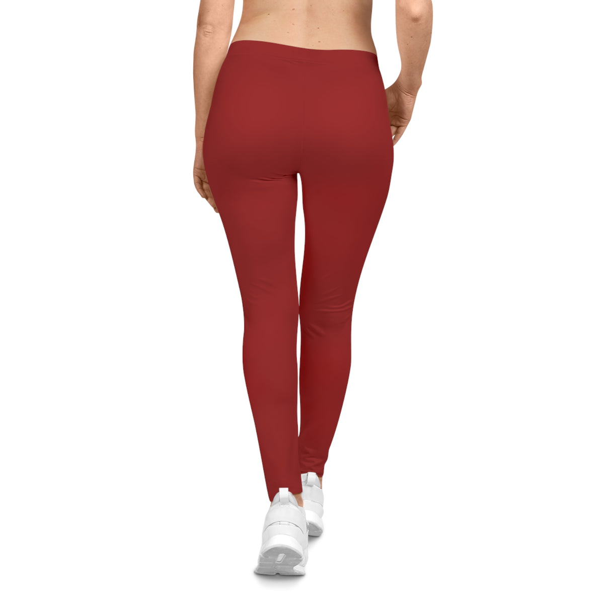 Oxblood Red Color Women's Poly-Span Casual Leggings XS-2XL