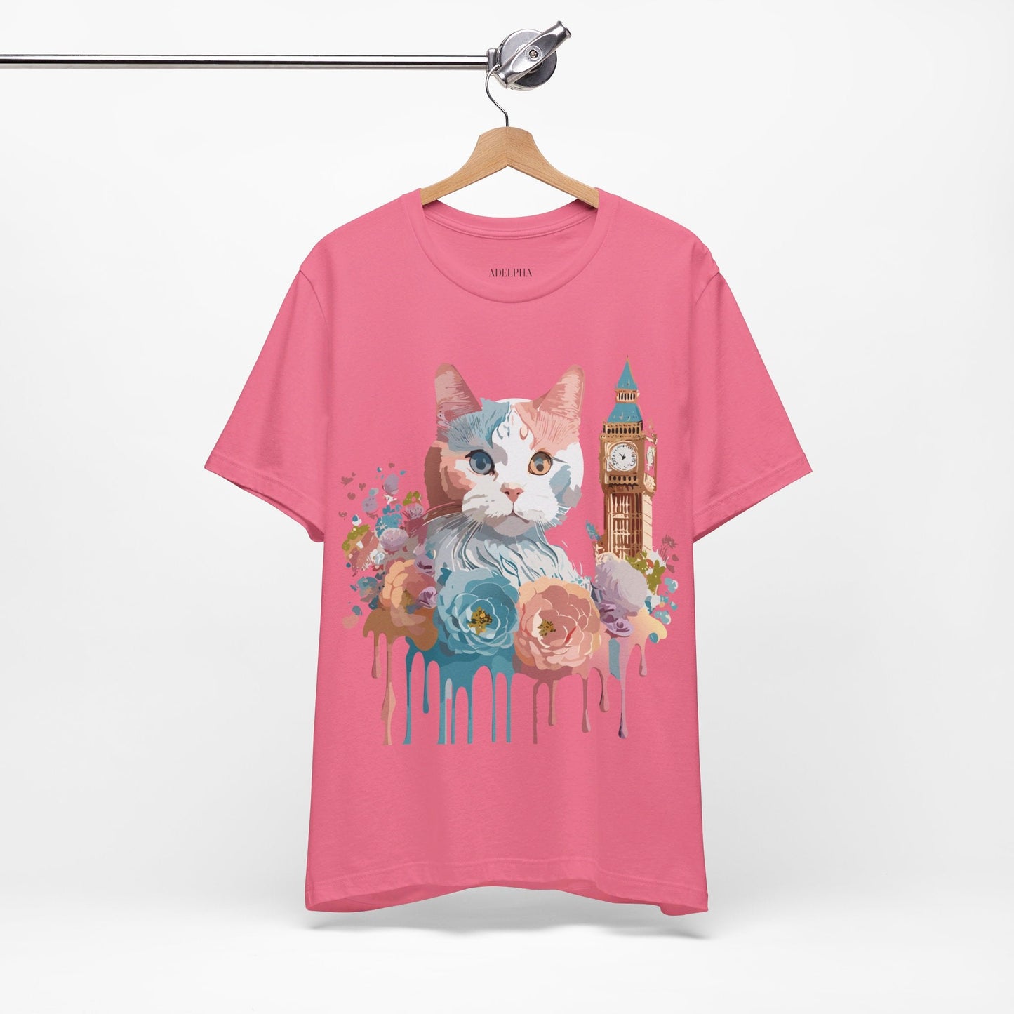 Unisex Cat Graphic Tee With Short Sleeve Vintage Inspired Art Adelpha
