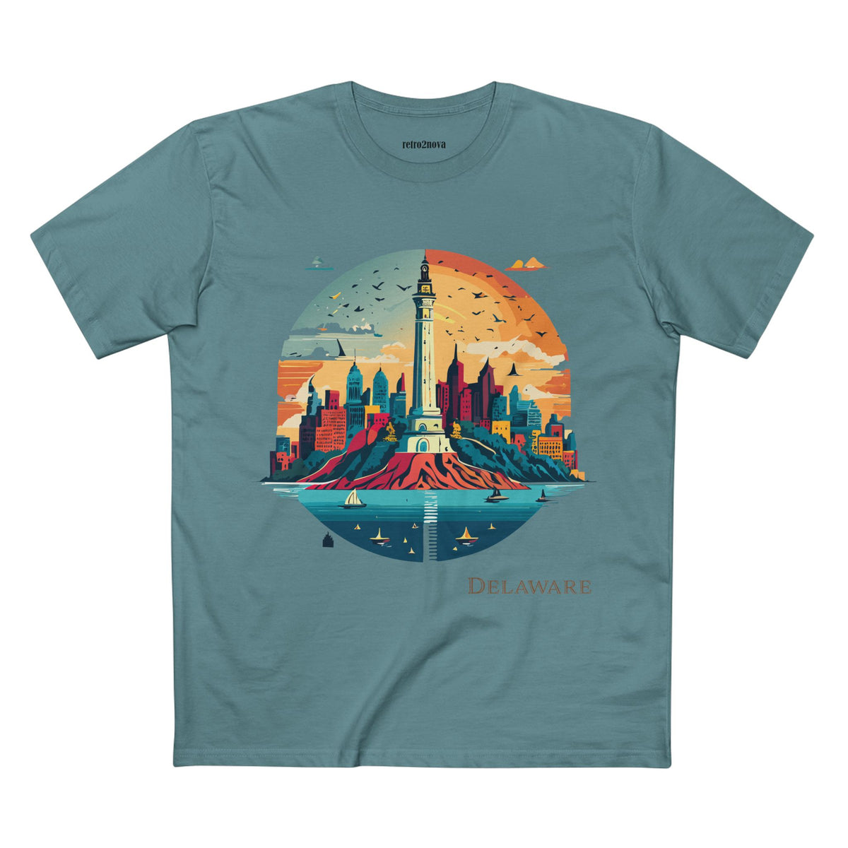 Delaware Lighthouse Skyline Tee | Coastal State Travel Shirt