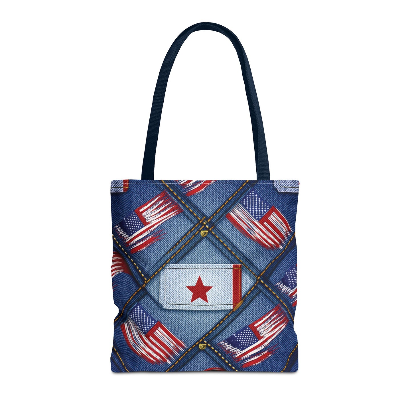 4th of July Graphic Denim Fabric Imitation Print Unisex Canvas Bag Poly Spun 3 Sizes Tote Bag 200-7