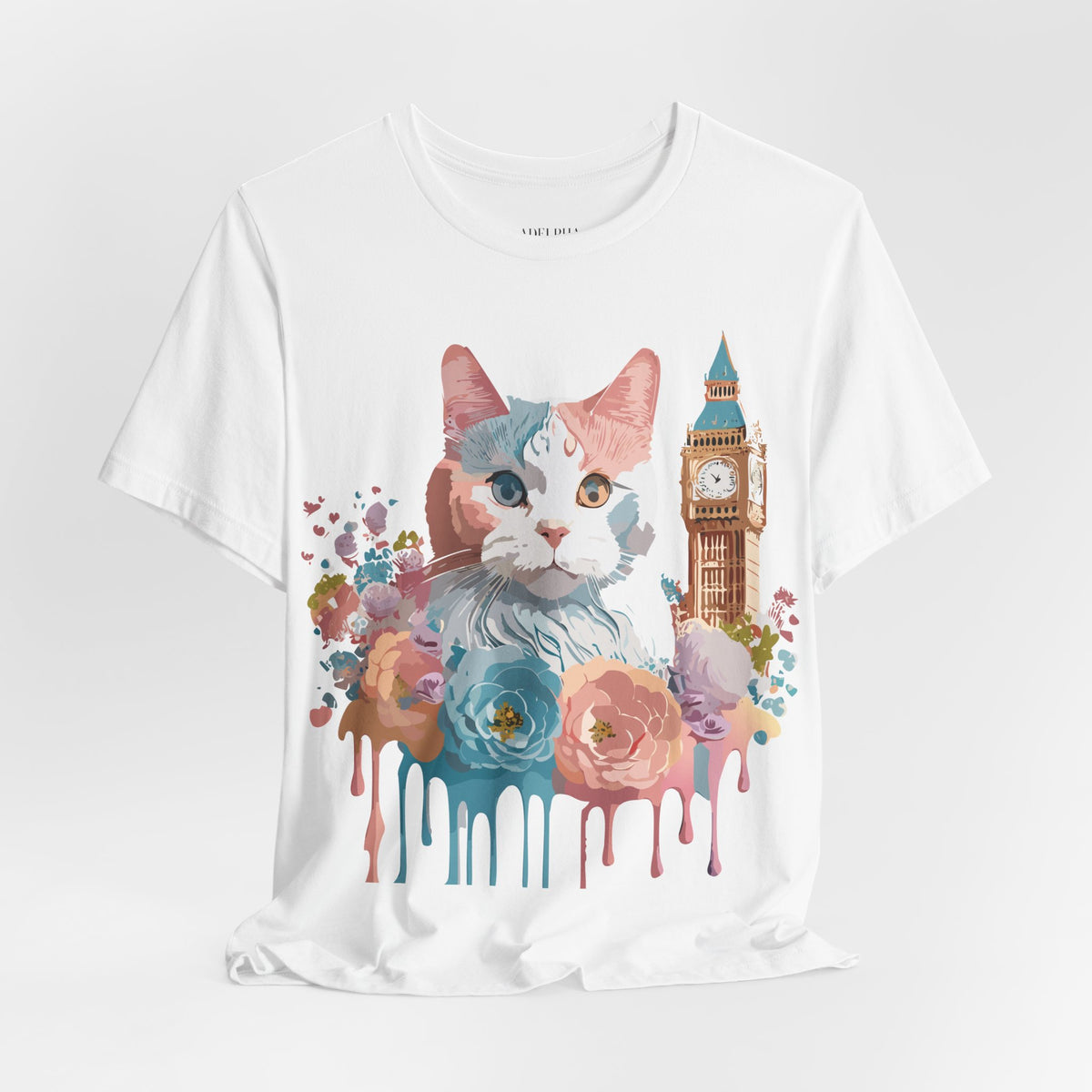 Cat Graphic Unisex Cotton Bella+Canvas Tee with Art Animal Design e112