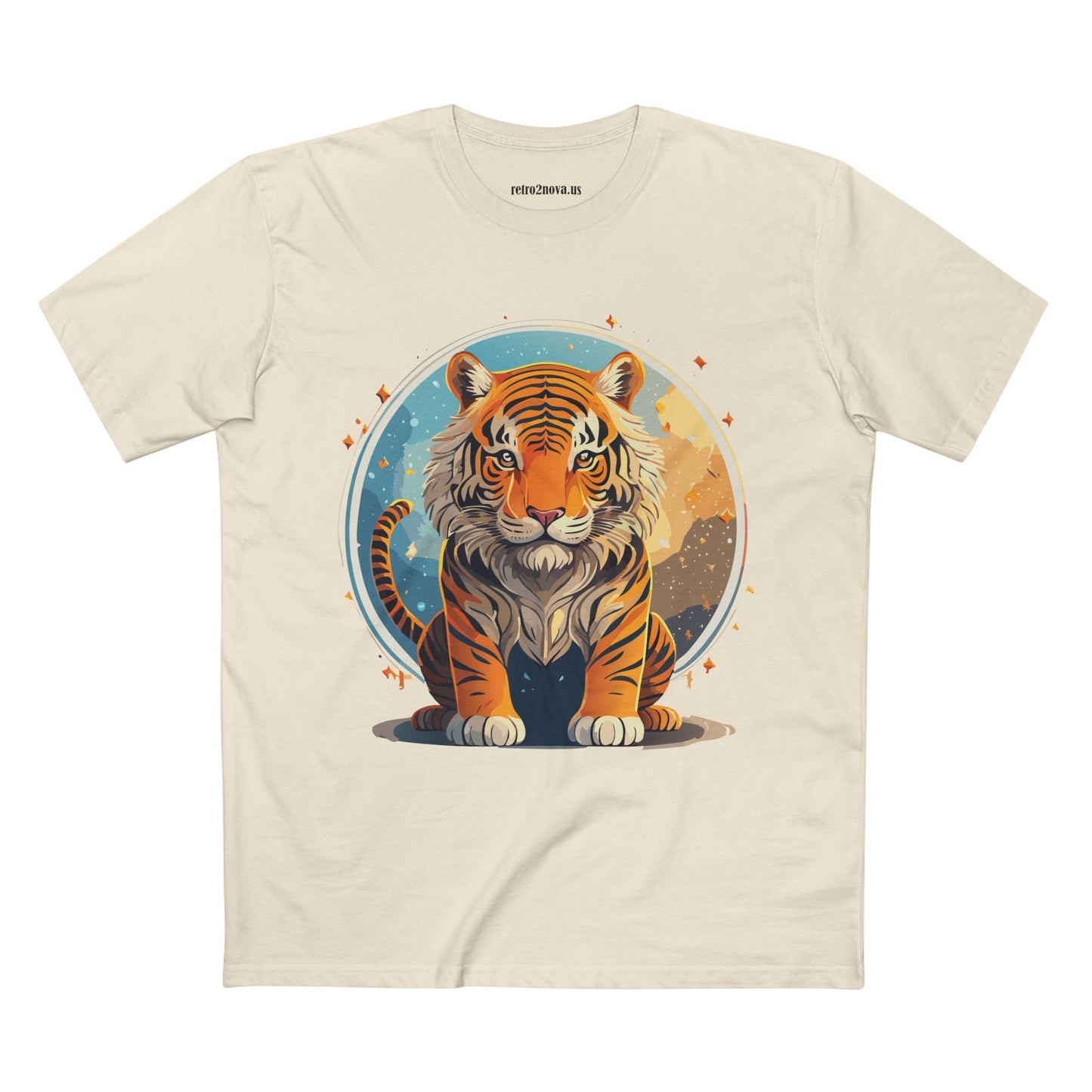Unisex Premium Cotton Staple Tee With Original Tiger Art Design From Retro2Nova Art Collection For Everyday Comfort
