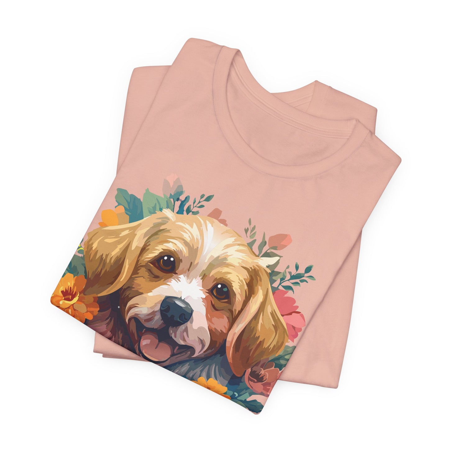 Floral Dog Tee, Animal Shirt, Dog Shirt, Floral Tee, Flower T-shirt, T-Shirt with Animal, Summer Top with Art Design