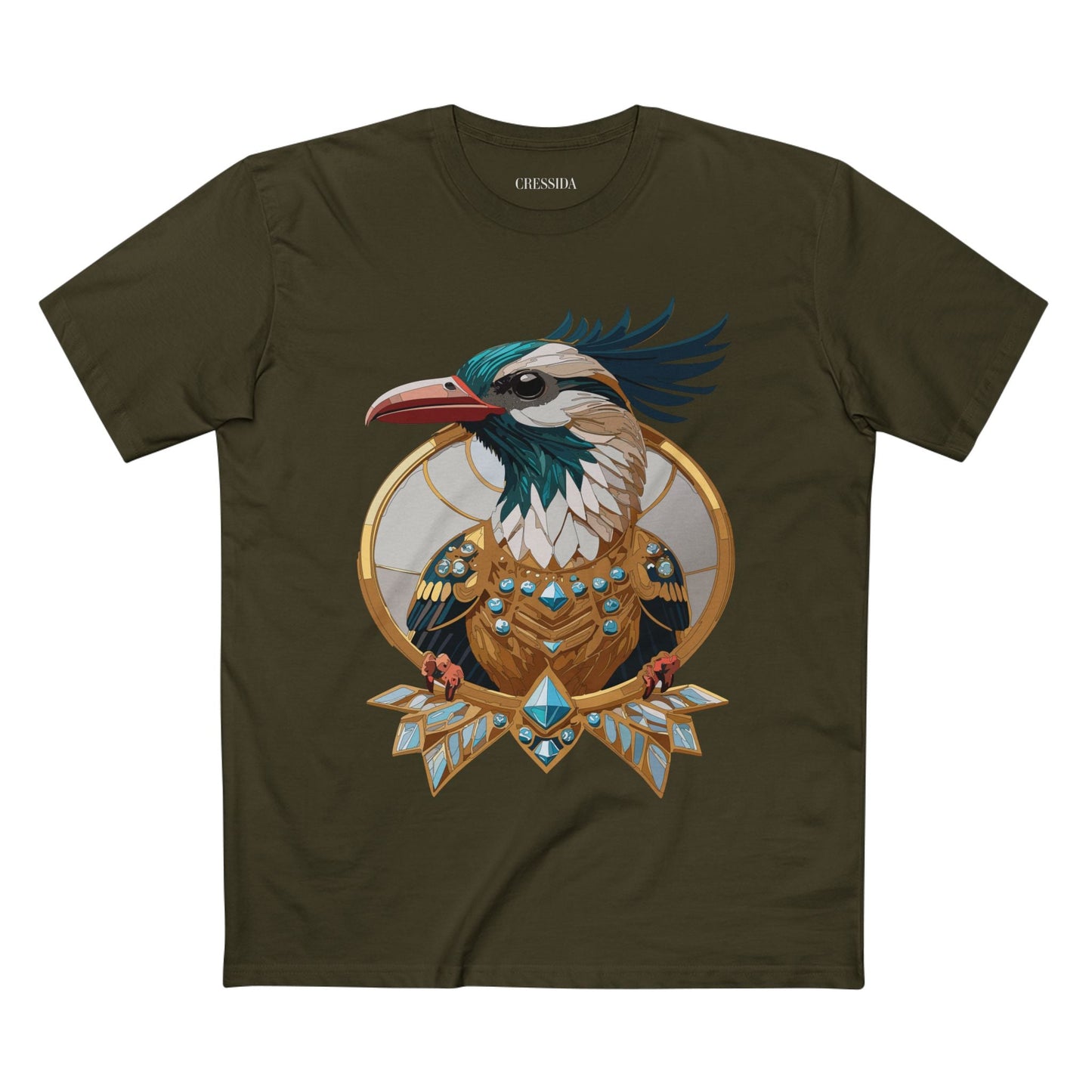 Bird Graphic Unisex 100 Cotton Tee With Unique Animal Golden Medallion Art Design 19