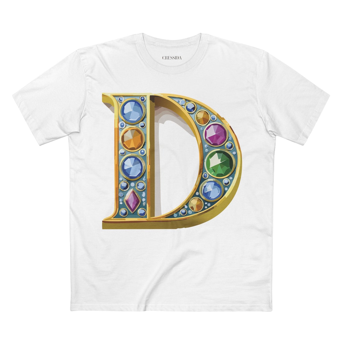 Letter D Graphic Design Tee Unisex 100 Cotton With Antique Gold Letters Artwork T-Shirt