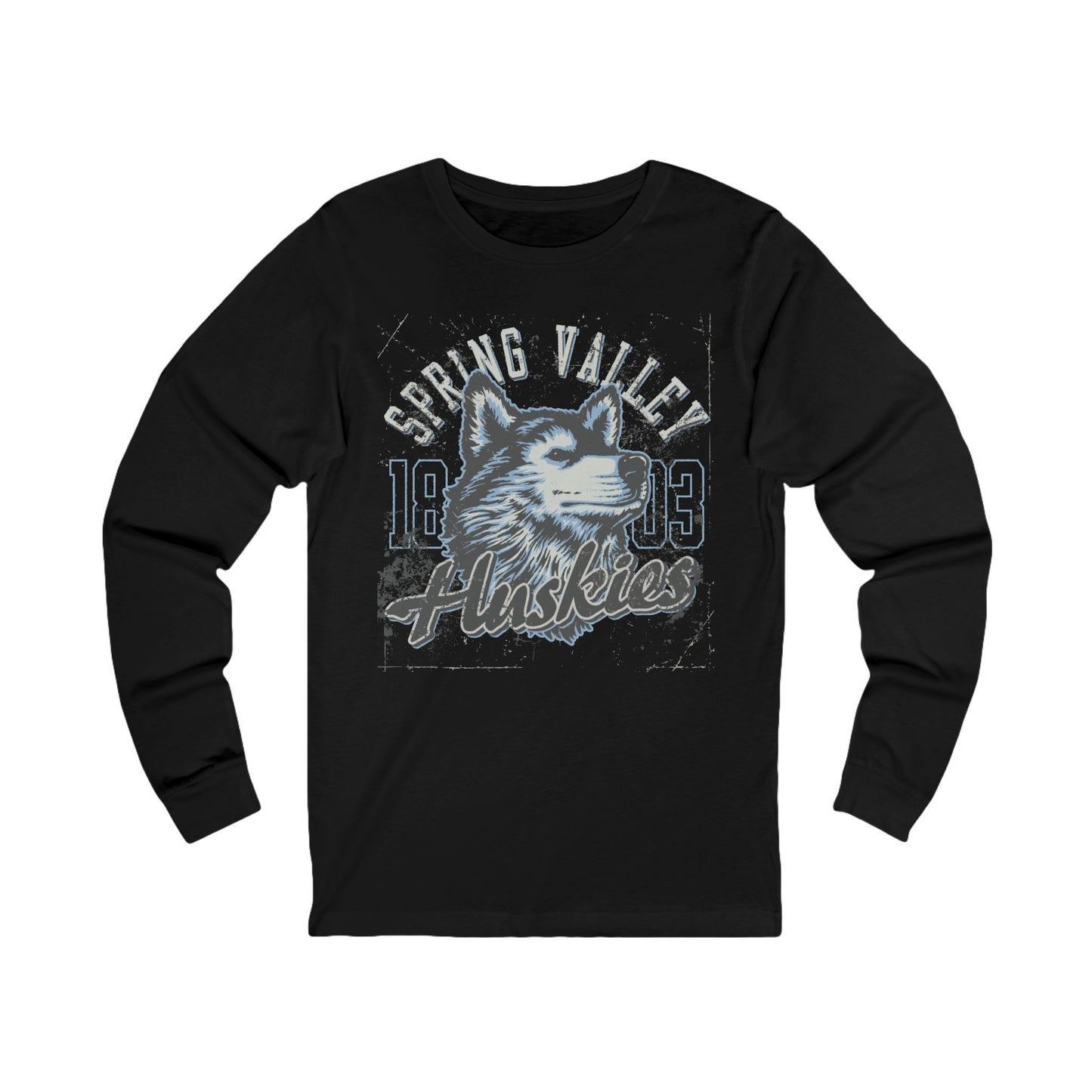 Varan Unisex Spring Valley Huskies Long Sleeve Tee, Sports Logo Jersey Shirt, Sports T-Shirts with Long Sleeves