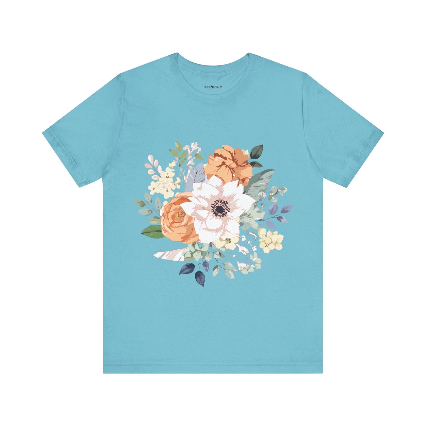 Unisex Floral Shirt Jersey Short Sleeve Tee Lightweight Breathable Flowers Collection Retro2Nova