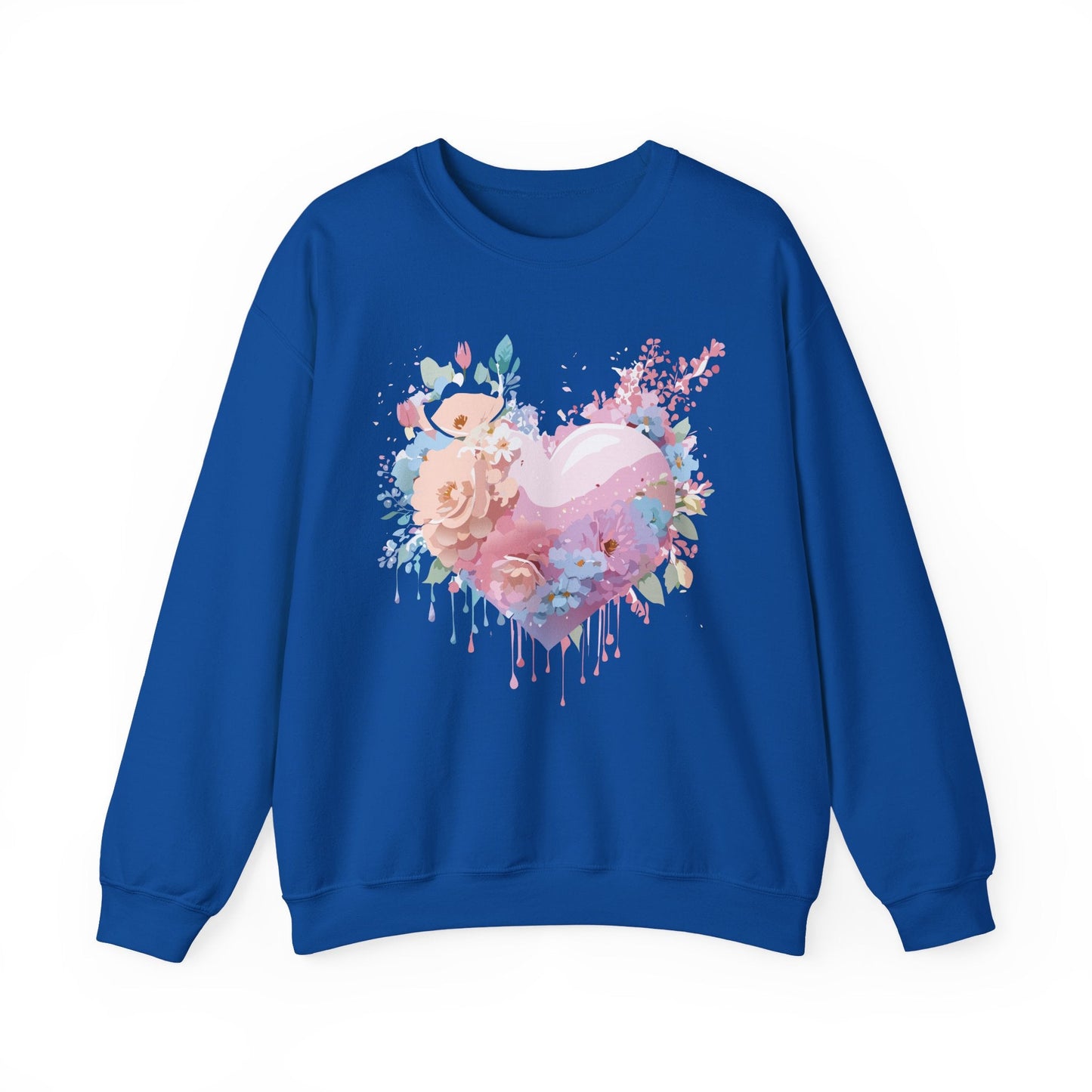 Floral Heart Sweatshirt Unisex Crewneck Valentines Day Floral Love Gildan 18000 Premium