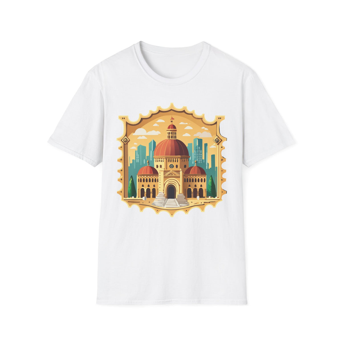 Moroccan Cityscape Tee | Dome & Minaret Illustration Graphic Tee Unisex 100 Cotton Gildan T-Shirt