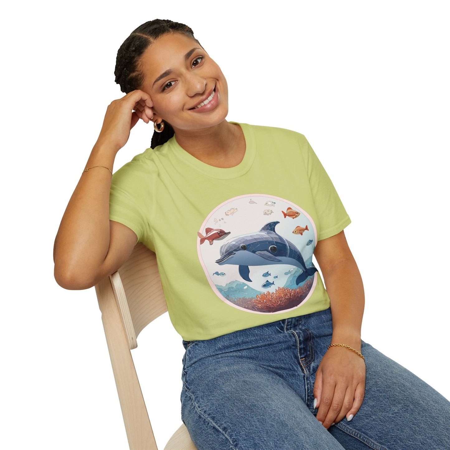 Dolphin Shirt Unisex Softstyle Tee One Hundred Percent Ring Spun Cotton Lightweight Comfort